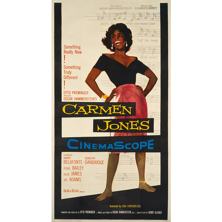 Movie poster of Dorothy Dandridge starring as Carmen Jones