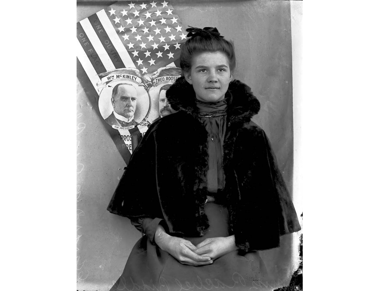 Woman with political campaign flag Preview